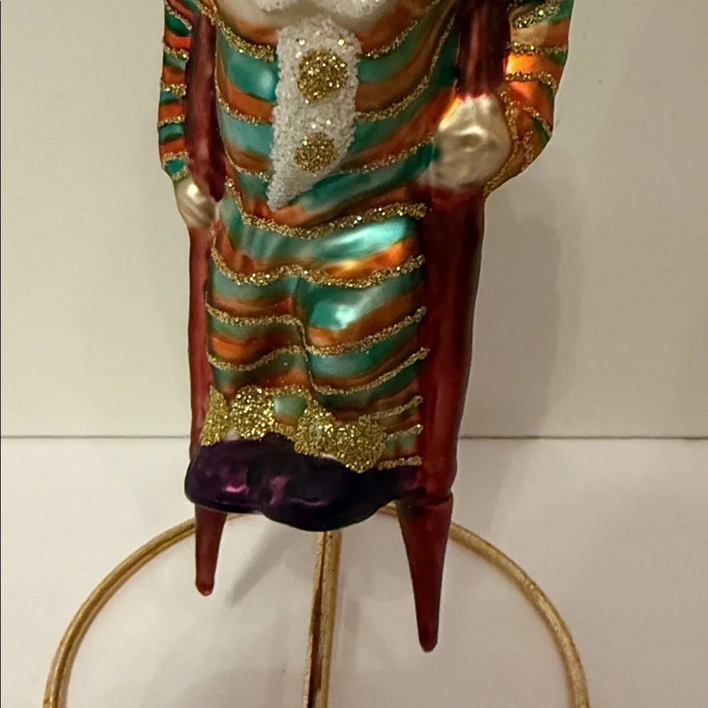 GERMAN HAMBURGER WEIHNACHTSKONTOR GLASS HOLIDAY ORNAMENT CLOWN ON STILTS MULTI